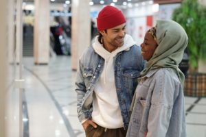couple dating in a mall