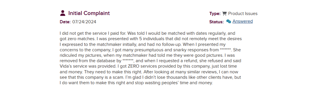 Vida Select Reviews Complaints 1