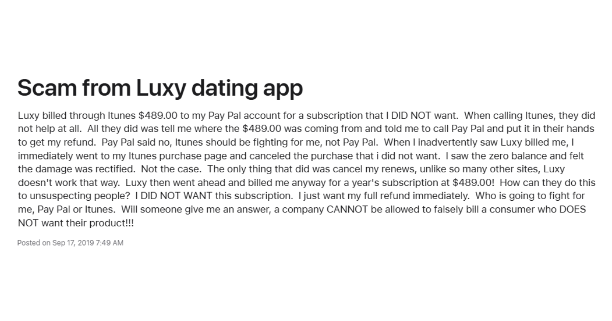 Luxy Dating App Complaints App Store
